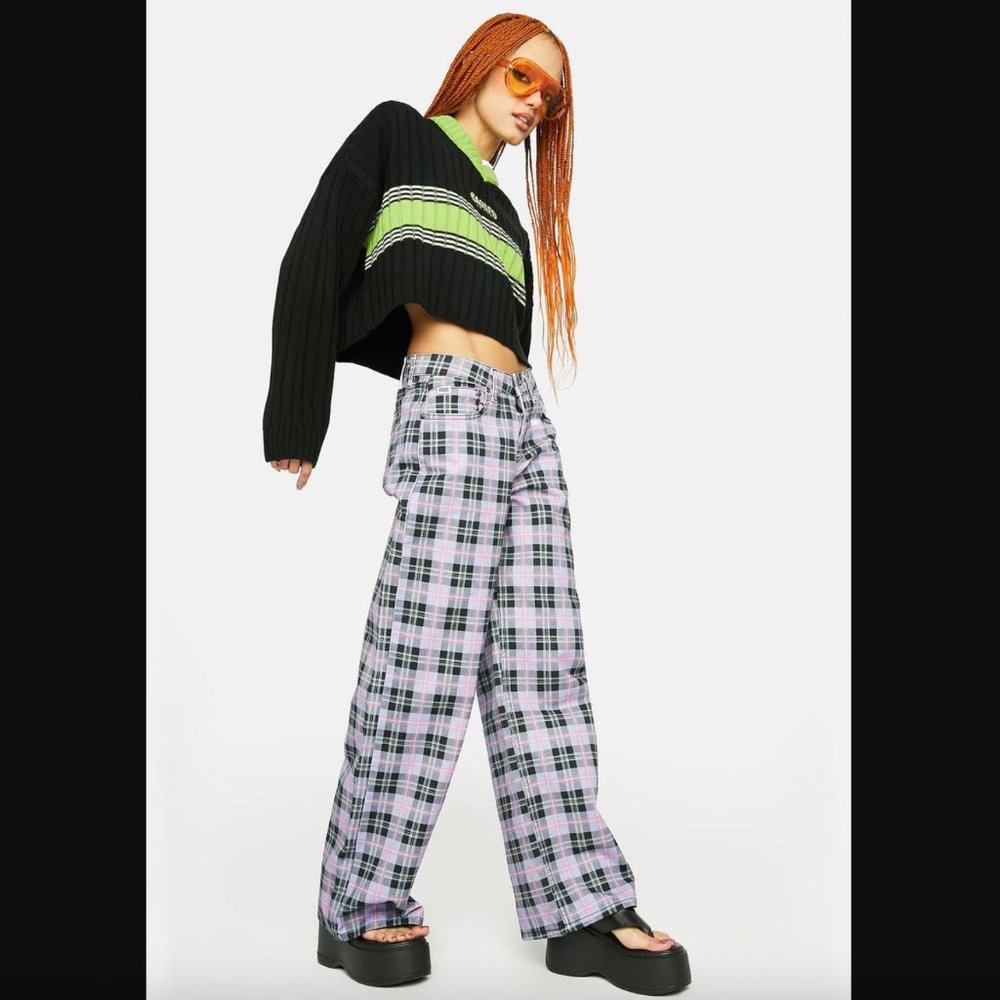 The Ragged Priest Purple and Black Flare Jeans